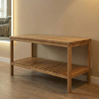 Naturel Home Holz Sitzbank mit Ablageboden 78 x 47 x 37 cm Massivholz, Walnussbraun