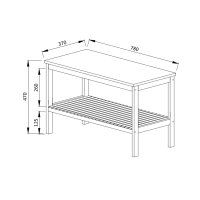 Naturel Home Holz Sitzbank mit Ablageboden 78 x 47 x 37 cm Massivholz, Walnussbraun