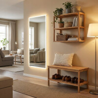 Naturel Home Holz Sitzbank mit Ablageboden 78 x 47 x 37 cm Massivholz, Walnussbraun