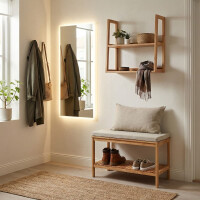 Naturel Home Holz Sitzbank mit Ablageboden 78 x 47 x 37 cm Massivholz, Walnussbraun