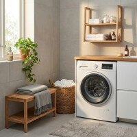 Naturel Home Holz Sitzbank mit Ablageboden 78 x 47 x 37 cm Massivholz, Walnussbraun