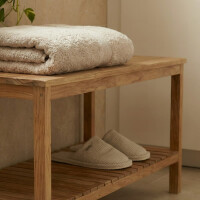 Naturel Home Holz Sitzbank mit Ablageboden 78 x 47 x 37 cm Massivholz, Walnussbraun