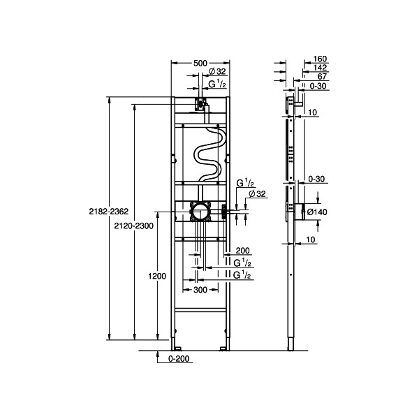 GROHE Rapido Duschrahmen für MONO Brausen vormontiertes Unterputz-Element