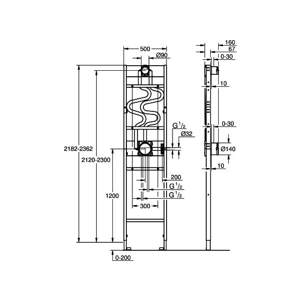 GROHE Rapido Duschrahmen für DUO Brausen vormontiertes Unterputz-Element