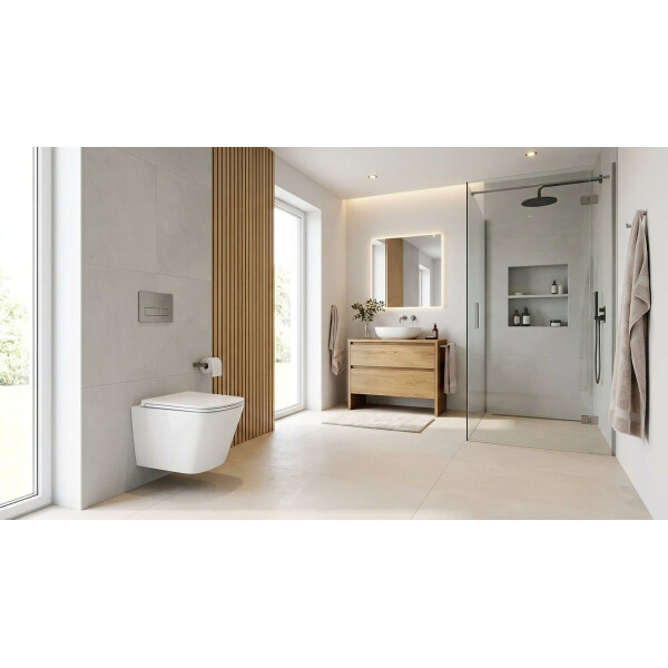 SAT B-Way Wand-WC Softclose-Sitz eckig spülrandlos Whirlflush, weiß