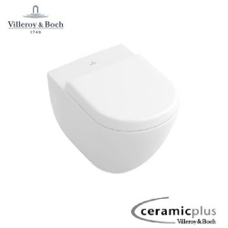 Villeroy & Boch Subway Urinal mit Wand WC 2.0 spülrandlos CeramicPlus & QuickRelease SoftClose WC-Sitz, weiß alpin