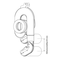 Urinal Absaugesiphon, höhenverstellbar um 65 mm, DN 50, Abgang waagerecht