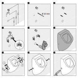 VIGOUR DERBY Urinal Zulauf verdeckt mit SoftClose Deckel, Ablaufgarnitur und Zulaufgarnitur