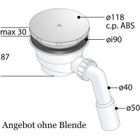 Duschwannenablauf Ø 90 mm ohne Farbset