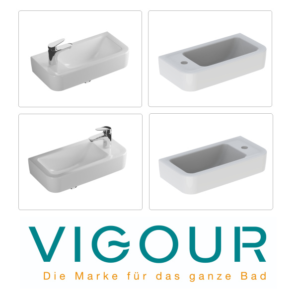 VIGOUR CLIVIA Handwaschbecken eckig 50x25 cm, weiß