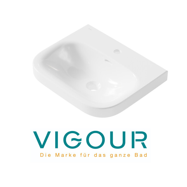 VIGOUR DERBY Waschtisch 55x45cmmit Hahnloch und Überlauf, weiß