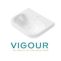VIGOUR DERBY Waschtisch 55x45cmmit Hahnloch und Überlauf, weiß