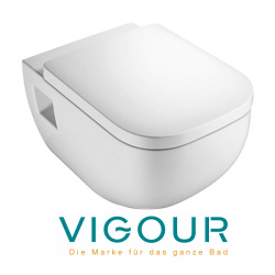 VIGOUR DERBY Wand WC spülrandlos mit sichtbarer Befestigung und SoftClose WC-Sitz weiß