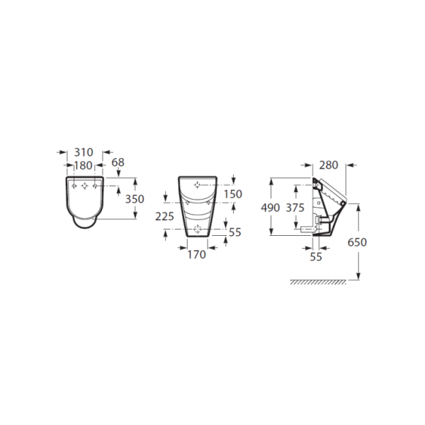 ROCA NEXO Urinal mit SoftClose Deckel & GROHE Vorwandgestell + Betätigungsplatte, verschiedene Farben
