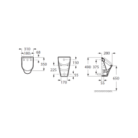 ROCA NEXO Urinal mit SoftClose Deckel & GROHE Vorwandgestell + Betätigungsplatte, verschiedene Farben