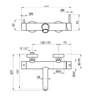 SANYCCES LOOP Einhebel Wannen & Brausebatterie mit Brausehalter, Handbrause & Brauseschlauch schwarz matt