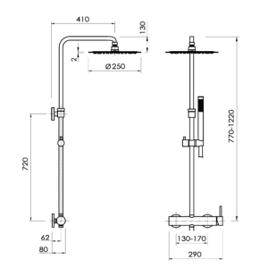 SANYCCES LOOP Einhebel-Rain Duschsystem 25 cm, chrom