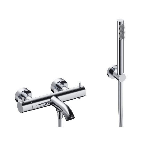 SANYCCES LOOP Wannen & Brausebatterie mit Thermostat und Brausehalter, Handbrause & Brauseschlauch, chrom