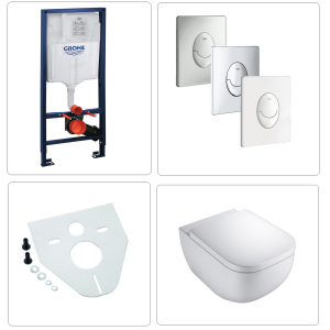 VIGOUR DERBY Wand WC spülrandlos mit Grohe Zubehör