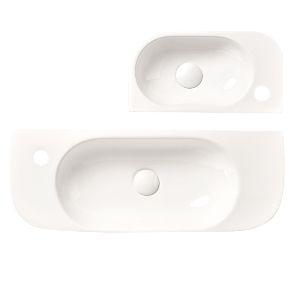 SANYCCES PETIT Hängewaschbecken 71,5 x 27,5 x 12h Hahnloch rechts, weiß