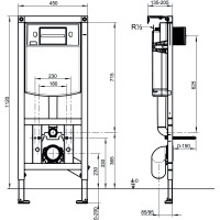 CONEL Wand WC Vorwandelement für Trockenbau BH:1120mm 7,5/4,5 l Spülkasten