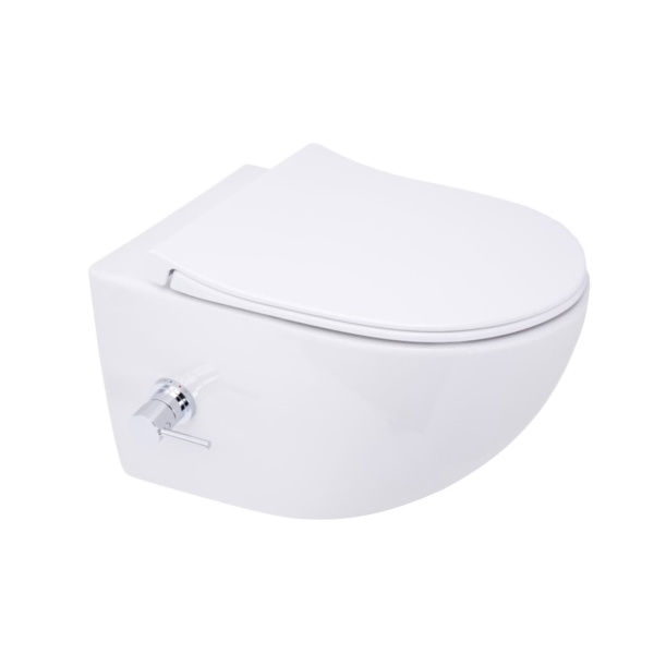 VitrA Sento Aquacare Flush 2.0 mit Bidetfunktion und integrierter Thermostatarmatur (rechts) und SoftClose TakeOff WC-Sitz, weiß