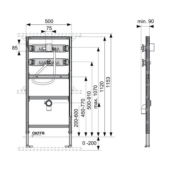 BB Urinal mit Urinaldeckel & TECE Vorwandgestell + Betätigungsplatte, verschiedene Farben
