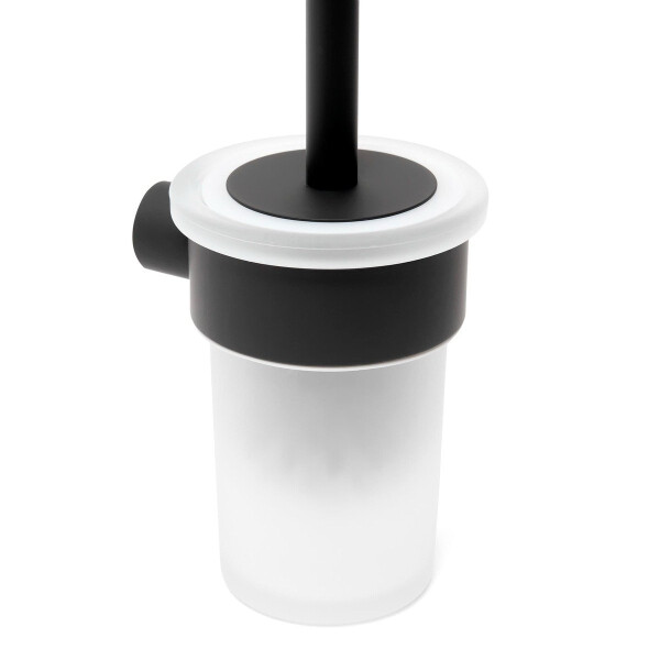 SAT BWAY Toilettenbürstenhalter zur Wandmontage, Aluminium/Glas schwarz matt