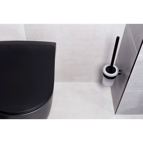 SAT BWAY Toilettenbürstenhalter zur Wandmontage, Aluminium/Glas schwarz matt