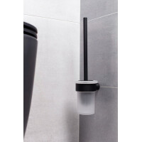 SAT BWAY Toilettenbürstenhalter zur Wandmontage, Aluminium/Glas schwarz matt