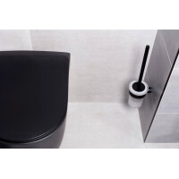 SAT BWAY Toilettenbürstenhalter zur Wandmontage, Aluminium/Glas schwarz matt