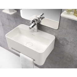 CORK Hängewaschbecken 50x31 cm mit integriertem Handtuchhalter
