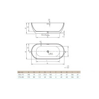 SANYCCES TRENTO Freistehende Badewanne aus Acryl 170 x 80 x 