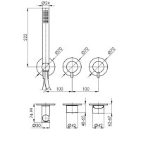 SANYCCES LOOP K Unterputz 2-Wege- Duschbrausebatterie mit Umsteller, Handbrause & Brauseschlauch, chrom