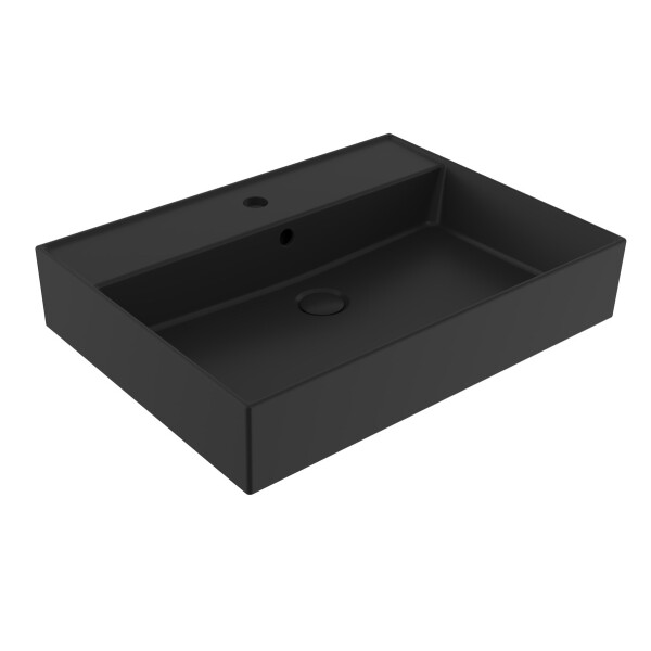 SAT EDGY Waschbecken 60 cm eckig, schwarz matt