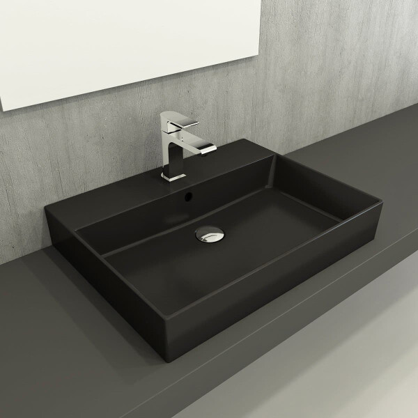 SAT EDGY Waschbecken 60 cm eckig, schwarz matt