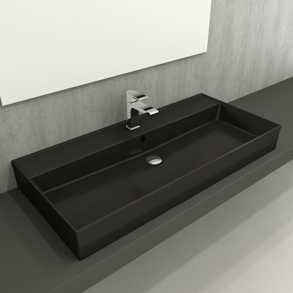 SAT EDGY Waschbecken 100 cm eckig, schwarz matt