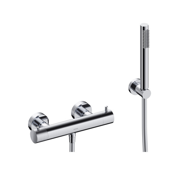 SANYCCES LOOP K Brausebatterie mit Thermostat, optional mit Brausehalter, Handbrause & Brauseschlauch versch. Farben