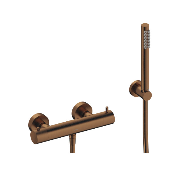 SANYCCES LOOP K Brausebatterie mit Thermostat, optional mit Brausehalter, Handbrause & Brauseschlauch versch. Farben