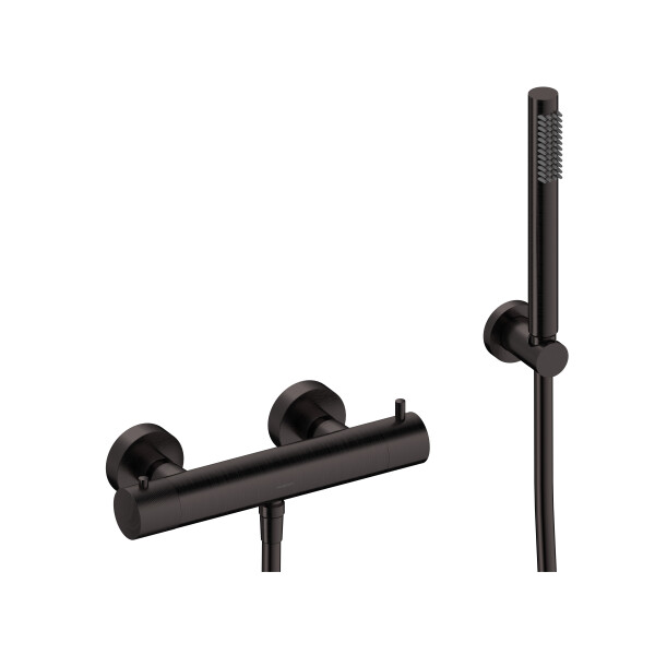 SANYCCES LOOP K Brausebatterie mit Thermostat, optional mit Brausehalter, Handbrause & Brauseschlauch versch. Farben