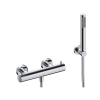 SANYCCES LOOP K Brausebatterie mit Thermostat, optional mit Brausehalter, Handbrause & Brauseschlauch versch. Farben