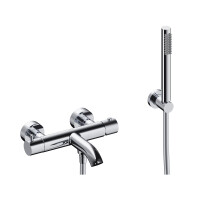SANYCCES LOOP K Wannen & Brausebatterie mit Thermostat optional mit Brausehalter, Handbrause & Brauseschlauch versch. Farben
