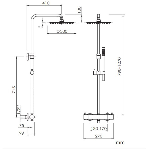 SANYCCES LOOP K Rain Duschsystem mit Thermostat 30 cm, gold gebürstet