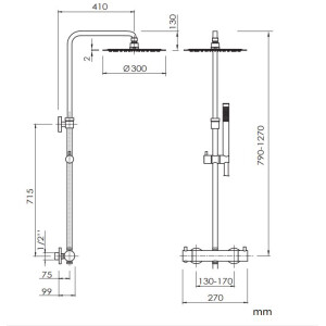 SANYCCES LOOP K Rain Duschsystem mit Thermostat 30 cm,...