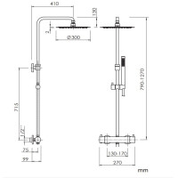 SANYCCES LOOP K Rain Duschsystem mit Thermostat 30 cm, gold gebürstet