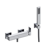 SANYCCES CUBO Einhebel Brausebatterie optional mit Brausehalter, Handbrause & Brauseschlauch, chrom oder schwarz matt