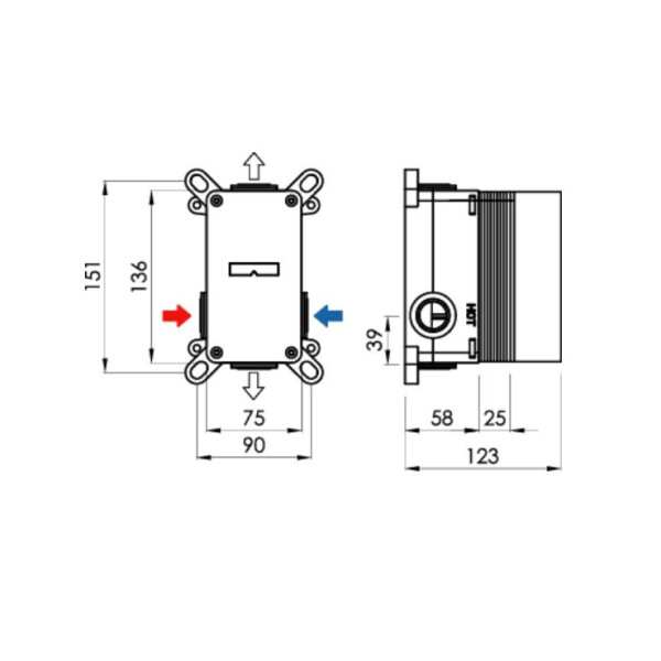 SANYCCES CUBO Unterputz 2-Wege-Dusch-Brausebatterie mit Unterputz-Einbaukörper, chrom oder schwarz matt
