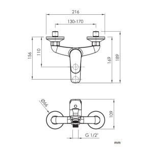 SANYCCES PROJECT Aufputz Wannen & Brausebatterie mit...